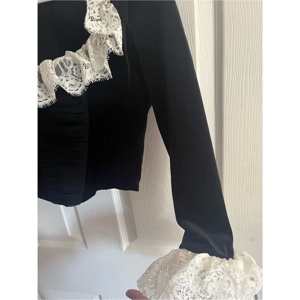 House of CB Top Black Velvet Jacinda Lace Ruffle Long Sleeve Corset size XS - Picture 5 of 10
